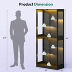 Lamtor 69-inch Glass Display Cabinet – Curio Cabinet with RGB LED Lights, Adjustable Shelves & Anti-Tip Design for Collectibles, Figures, Living Room | Black