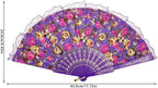 Floral Lace Folding Hand Fan with Tassel, Vintage Chinese Style Foldable Fan, Elegant Handheld Fans for Women, Wedding Party, Cosplay, Home Decor (Magenta)