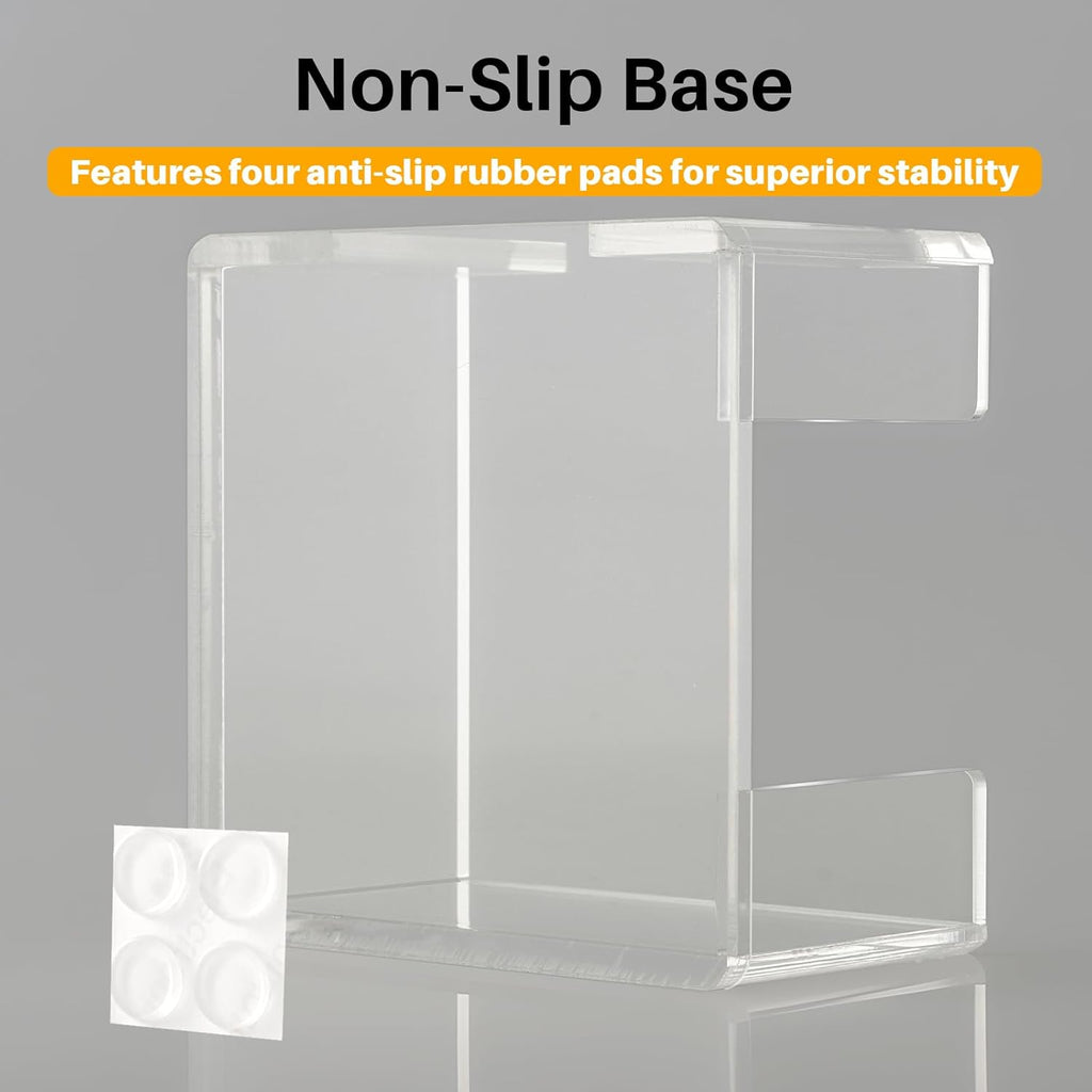 Acrylic Sticky Note Holder, 3x3 Inch Clear Dual Openings Square Notepad Organizer with Anti-Slip Base, Sticky Note Dispenser Memo Holder Case for Desk Office School Supplies(No Pads)