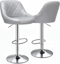 Magshion Bar Stools Set of 2, Swivel Counter Height Bar Stools, Modern Island Chair with Back and Footrest for Kitchen Dining Room, Silver