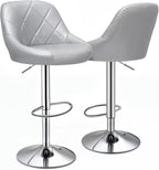 Magshion Bar Stools Set of 2, Swivel Counter Height Bar Stools, Modern Island Chair with Back and Footrest for Kitchen Dining Room, Silver