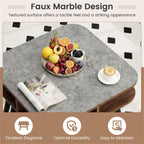 24" Square Faux Marble End Table with 4-Sided Storage Shelves | Nightstand with Rubber Wood Legs for Living Room, Bedroom | Heavy-Duty Side Table for Small Spaces