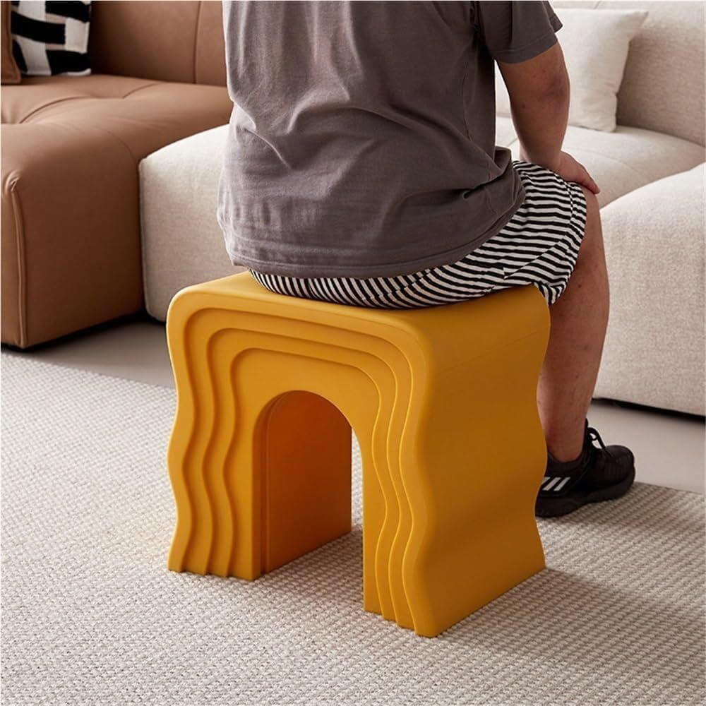 Creative Low Stool Sofa Side Table Vintage Trapezoidal Base Design for Living Room, Room Retro Color Bedside Stool Lightweight(Grey)