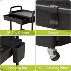 Sorgion 3 Tier Rolling Cart Organizer,Laundry Room Bathroom Organizers and Storage Office Shelves Mobile Shelving Unit Kitchen Trolley Cart with Wheels for Art,Craft,Diaper,Bedside,Snack(Black)