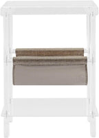 Acrylic Narrow Side Table for Small Spaces, 7" W×23.9" H x 15.7" L Slim End Table with Magazine Holder, Clear Skinny Bedside Table Nightstand for Living Room, Bedroom, Sofa