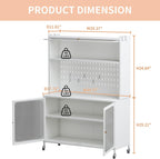 Kitchen Pantry Cabinet White, Tall Storage Cabinet with Glass Doors & Adjustable Shelves, Multi-Storage Cabinet Cupboard for Small Kitchen Living Room Dining Room, 39.37x17.72x64.06 Inches