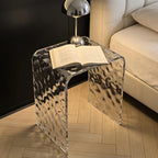 Acrylic End Table – 18" H Modern Side Table, Nightstand for Bedroom, Compact Sofa Table for Living Room, Heavy-Duty Accent Furniture with 200 lbs Capacity (Water Ripple)