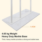 JIAYUEJU Standing Coat Rack for Bedroom 19.69 x 11.02 x 68.9 in (White) | Heavy Duty, Space Saver, Metal Frame, Marble Base, Essential Items Organizer for Clothes Bags, for Living Room Hotel Entryway