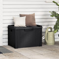 Patio Storage Box Anthracite 33 gal Resin Wicker Chest Outdoor Cushion Container Bench with Lockable Lid for Garden Backyard Deck Porch Furniture Seat