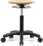 Perch Wood Rolling Pneumatic Stool, All Around Adjustment Ring and Wheels for Hardwood or Tile Floors, Desk Height