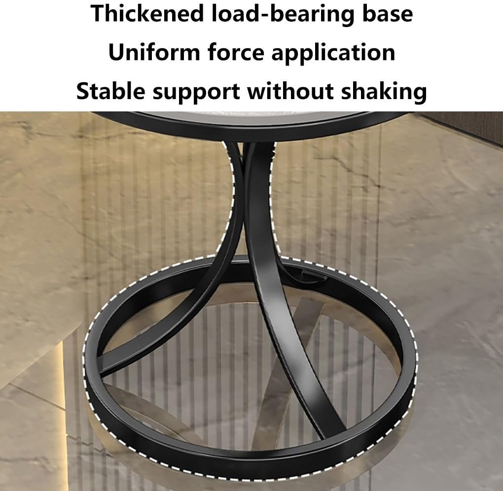 Small Round Table, Couch Side Table, Nightstand, TV Tray Table for Living Room, Bedroom, Modern Simple Balcony Sofa Table with Metal Bracket for Working Watching Movies Breakfast(A,50CM)