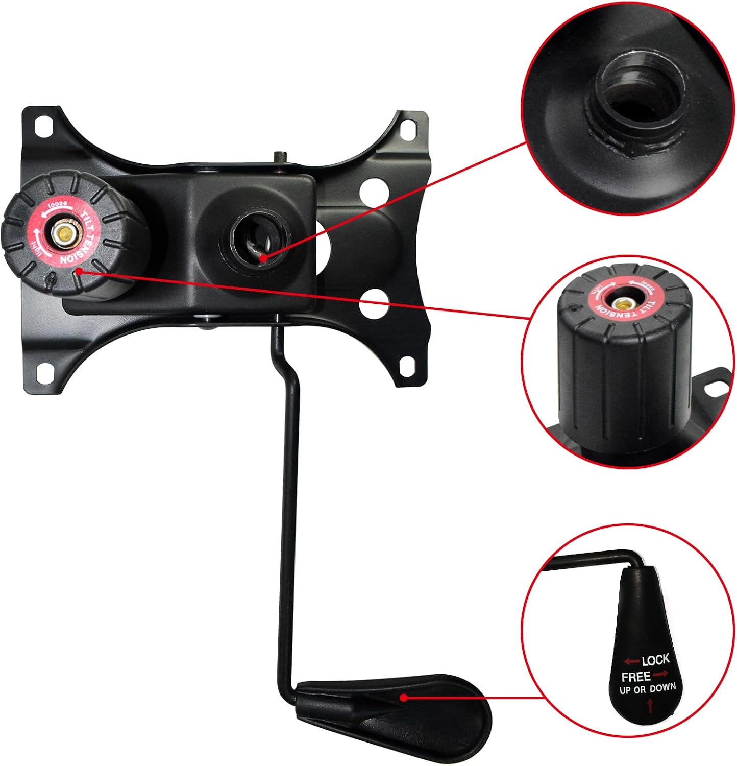 MySit Heavy Duty 300 LBs Office Chair Tilt Mechanism Replacement Parts, 5.9'' x 8.6" Mounting Holes Tilt Control Mechanism(Not Standard Dimension)
