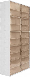 10 Tiers 40 Pairs Large Plastic Folding Shoe Cabinet with Doors Easy Assembly Shoe Shelves Organizer for Closet Entryway Living Room