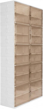 10 Tiers 40 Pairs Large Plastic Folding Shoe Cabinet with Doors Easy Assembly Shoe Shelves Organizer for Closet Entryway Living Room