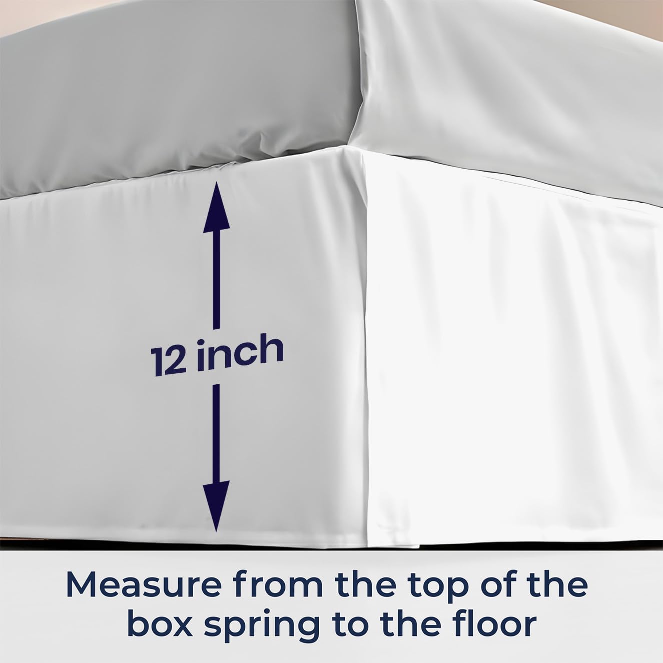 SGI Bedding 12 inch Drop Bed Skirt Queen Size - Platform Style with Secure Fit, Classic Tailored Look, Elegant Pleated Style Dust Ruffle, Split Corners, Wrinkle Resistant Microfiber - White