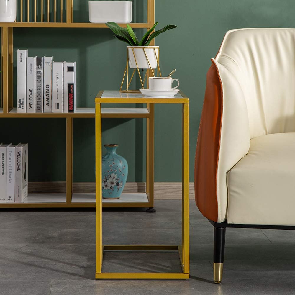 End Table,C Shaped Side Table for Couch,Sofa Table with Metal Frame,Overbed Table for Coffee Drink Snack,Couch Tray Table for Small Spaces,Living Room,Bedroom