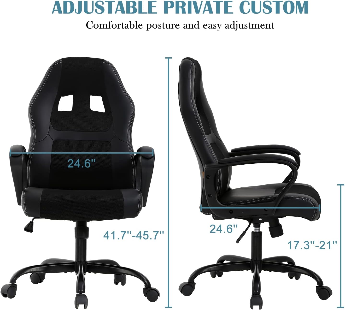 PC Gaming Chair Ergonomic Computer High-Back Racing with Lumbar Support Armrest Adjustable PU Leather Swivel Rolling Executive Office Desk for Home Adults,Black