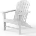 Farmhouse Adirondack Chair Set of 2, Poly Lumber Patio Chairs, Pre-Assembled Weather Resistant Outdoor Chairs for Pool, Deck, Backyard, Garden, Fire Pit Seating, White