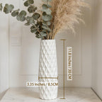 12 Inch White Vase Ceramic Flower Vase, Tall Vases for Pampas Grass, Home Decor, Modern Textured Vases for Living Room Decorations,Table Centerpieces,Shelf,Farmhouse Small Ceramic Vase