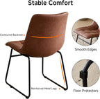 Dining Chairs Set of 4, Modern [Metal Sled Legs][Synthetic Leather] Upholstered Kitchen Chairs with Ergonomic Seat for Dining Living Room Home, Brown
