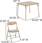 Flash Furniture Mindy Kids 5-Piece Folding Square Table and Chairs Set for Daycare and Classrooms, Children's Activity Table and Chairs Set, Tan