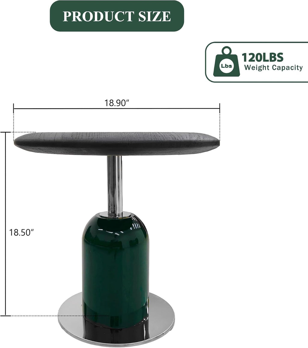 18.9'' Round End Table for Living Room, Modern Accent Side Table with Solid Wood Tabletop and Metal Base for Bedroom Nightstand Office Small Space