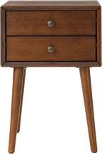 KEIKI Mid Century Modern Night Stand, Space Saving Nigtstand with 2 Big Drawers, Bedroom Bedside Coffee Table for Drink, Sofa Bed Side Desk Tables for Apartment Living Room, Easy Assembly, Walnut