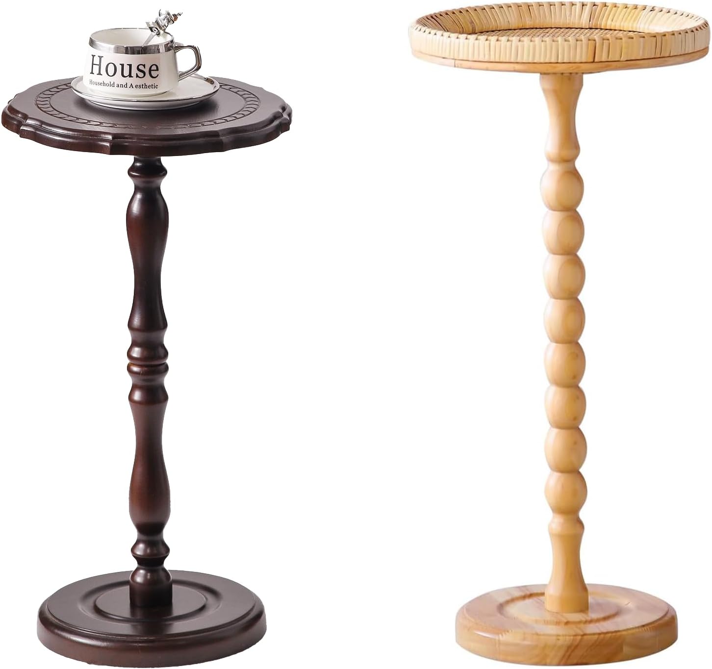 Solid Wood Round Side Table,mall Drink Table for Small Spaces,Round Side Table for Small Spaces, Boho Circle End Table Coffee Table with Solid Wood Leg for Living Room