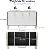homary Buffet Sideboard Cabinet with Storage – 59" Modern Kitchen Server Table with 4 Doors & Adjustable Shelves, Stainless Steel Frame for Dining Room, Living Room, Entryway
