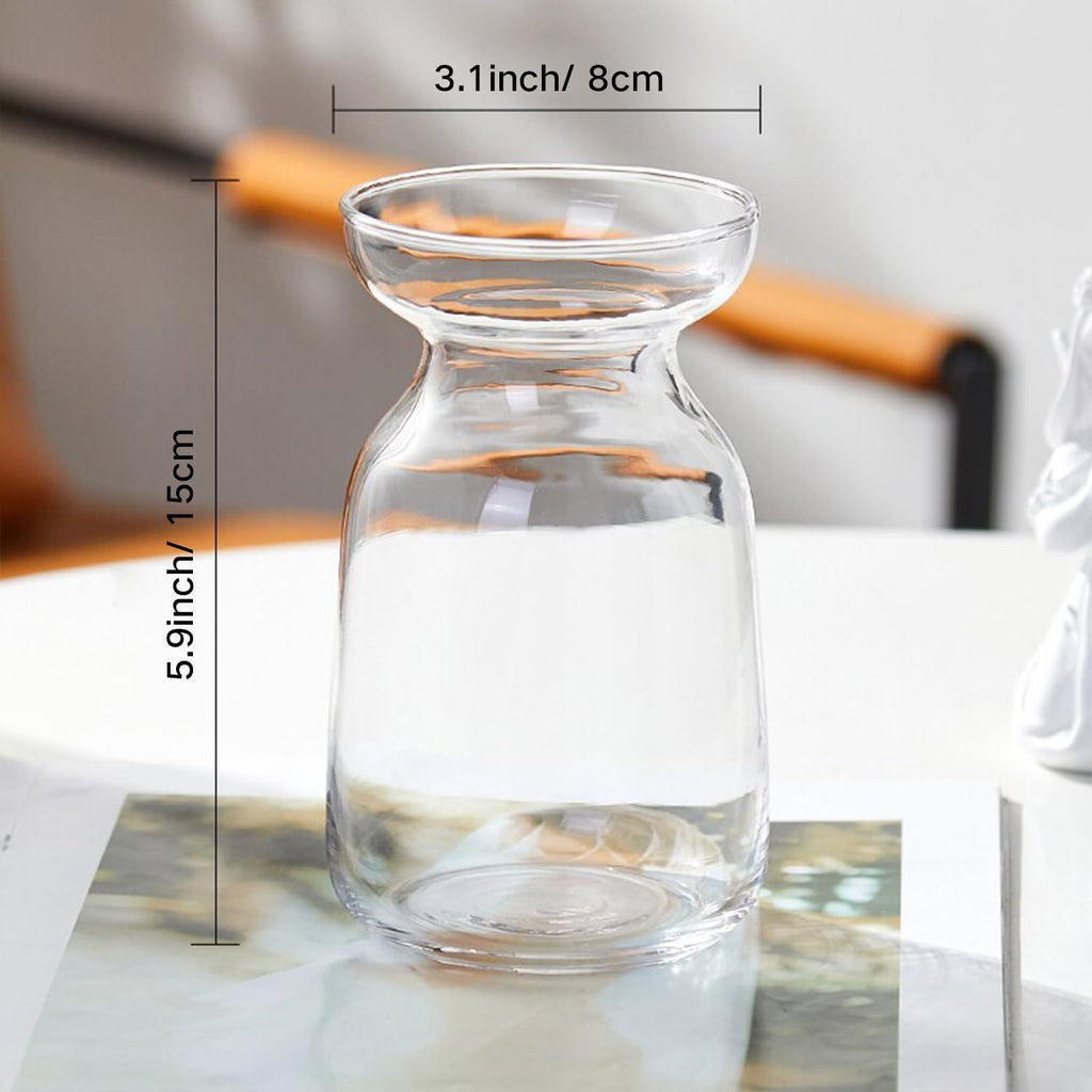Gute Glass Vases for Decor, Modern Decorative Flower Vase Centerpieces Table Home Indoor Desk Decor Living Room, Kitchen, Office Wedding or Housewarming Gifts (Clear)