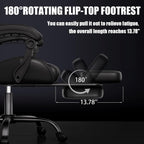 Czlolo Gaming Chair, Ergonomic Office Computer Chair with Footrest and Lumbar Support Massager Racing Style High Back Video Gamer Chair, Wide＆Thick Cushion, 90°-135° Recline, Adjustable Height, Black