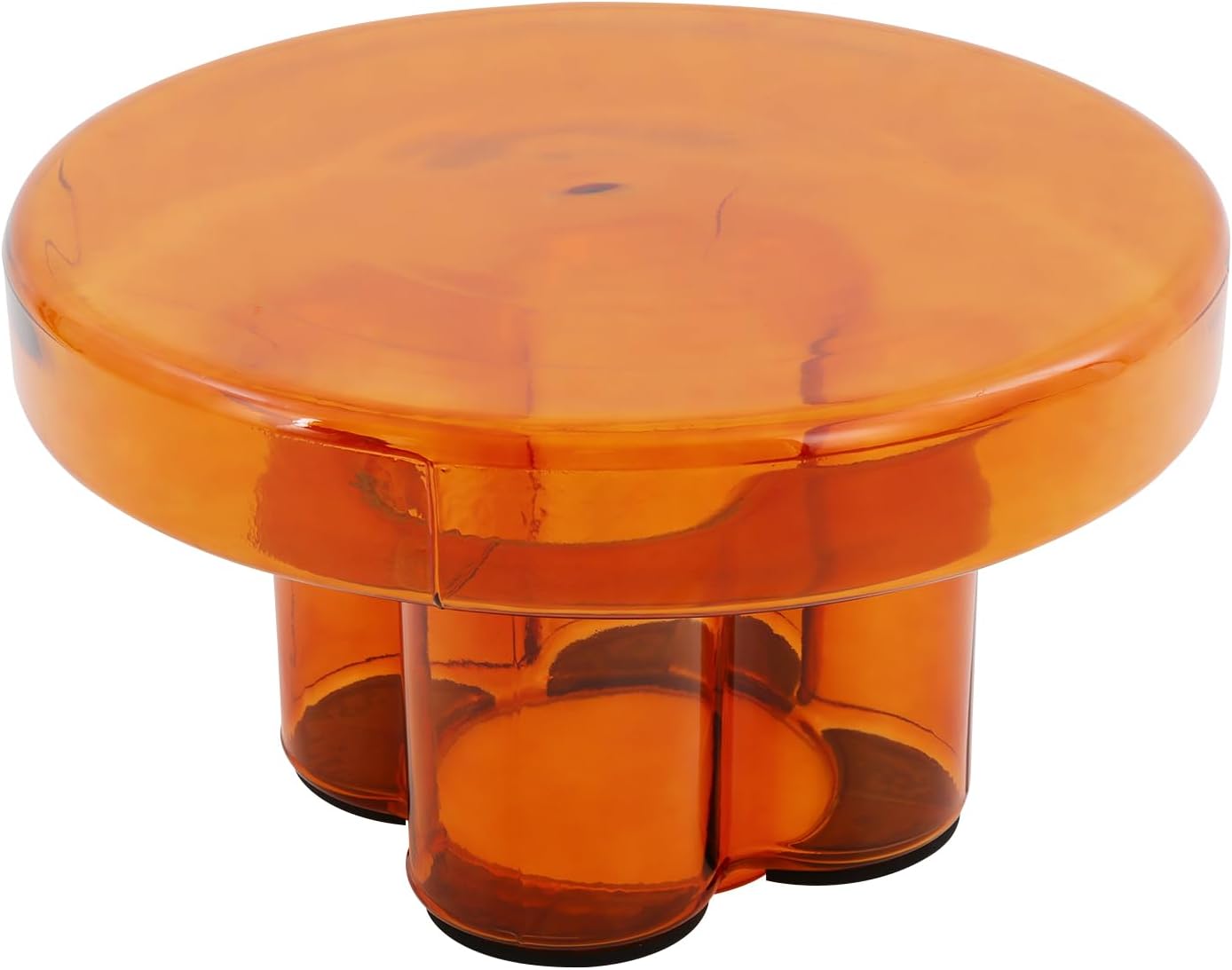 Coffee Table, Round Glass Side Table with Unique Petal Design Pedestal, Simple Center Tables, Modern End Tables with Tempered Glass-Base and Top for Small Spaces