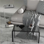 Side Table,C Shaped End Table, Acrylic Sofa Side Table, Bedside Table for Bedroom Small Simple Modern Coffee Table Suitable for Living Room (Smoke Gray)