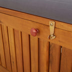 Storage Bench with Cushion Solid Wood Acacia 58.3" Durable Patio Furniture Outdoor Bench Seat for Garden Porch Front Porch Furniture with Ample Storage Space