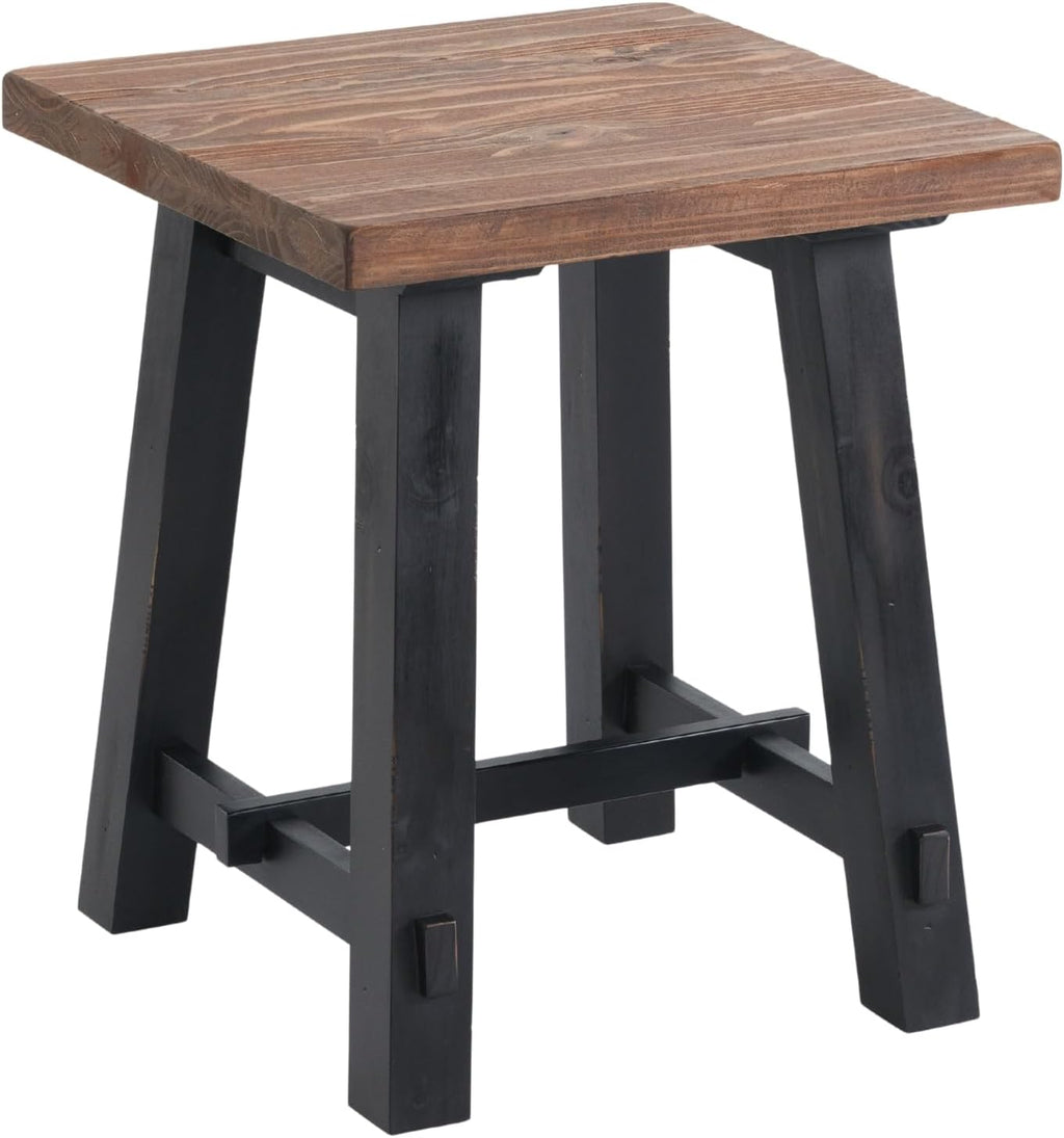 Adam Rustic Industrial Side Table – 21” Solid Wood Square End Table with Natural Wood Top & Distressed Black Frame – Easy Assembly for Living Room or Apartment by Alaterre Furniture