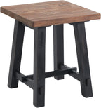 Adam Rustic Industrial Side Table – 21” Solid Wood Square End Table with Natural Wood Top & Distressed Black Frame – Easy Assembly for Living Room or Apartment by Alaterre Furniture