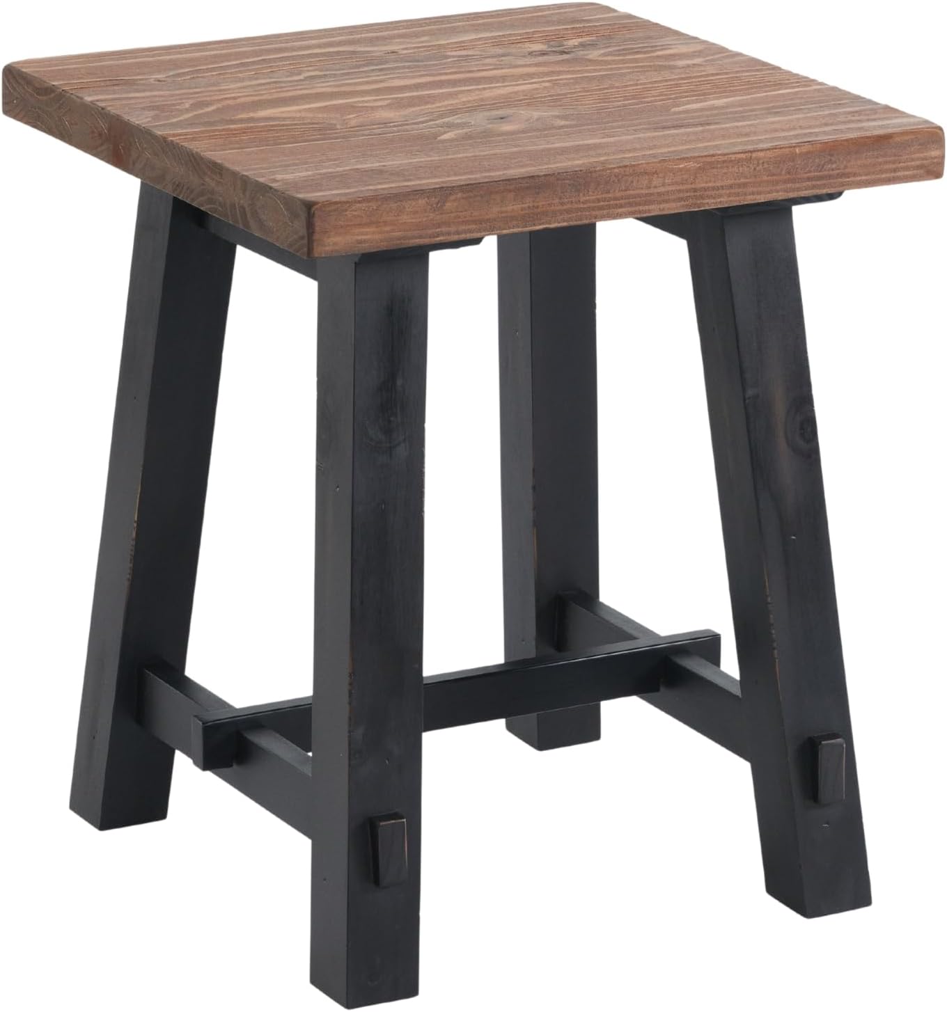 Adam Rustic Industrial Side Table – 21” Solid Wood Square End Table with Natural Wood Top & Distressed Black Frame – Easy Assembly for Living Room or Apartment by Alaterre Furniture