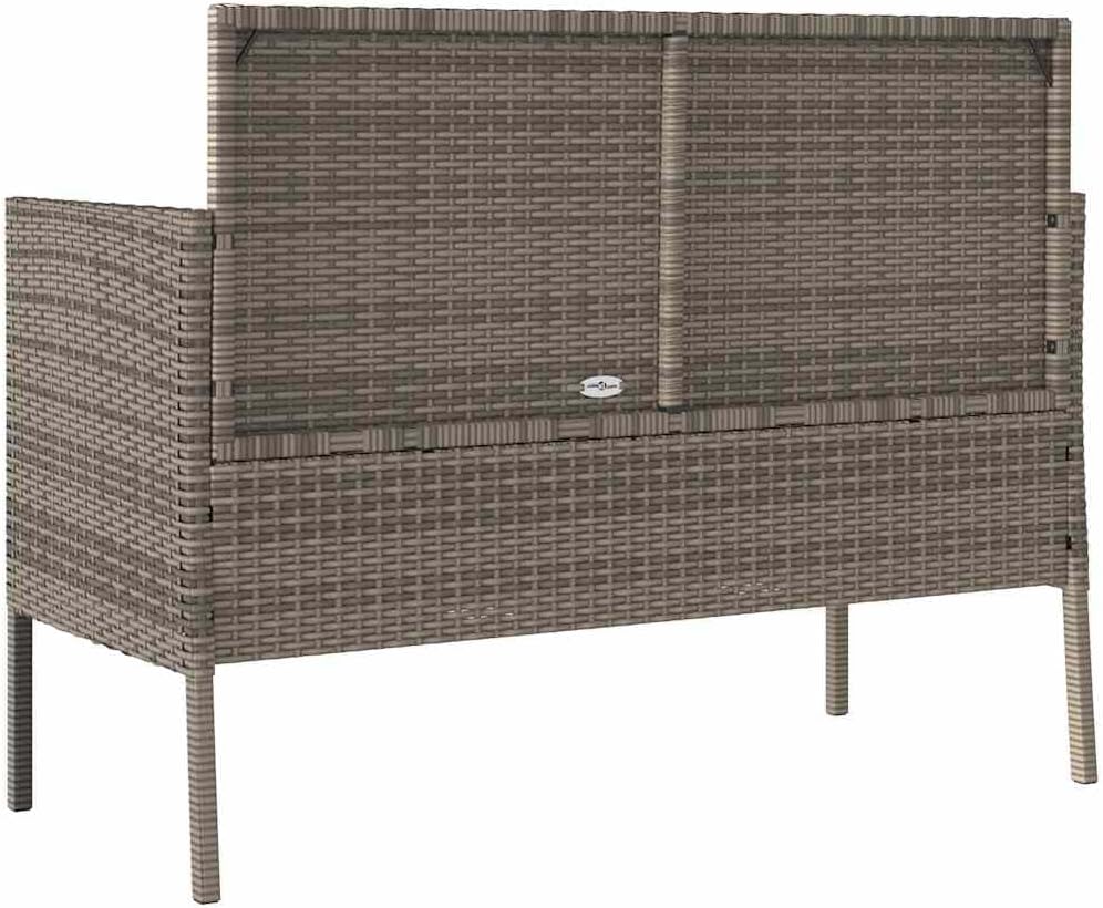 Patio Storage Bench with Cushion, PE Rattan Garden Bench with Waterproof Bag, Outdoor Seating and Storage Box for Cushions and Towels, Gray