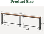SUPERJARE 86.6 inch Narrow Console Table with Outlet, Sofa Tables, Behind Couch Table, Long Entryway Tables with Charging Station, for Living Room, Rustic Brown