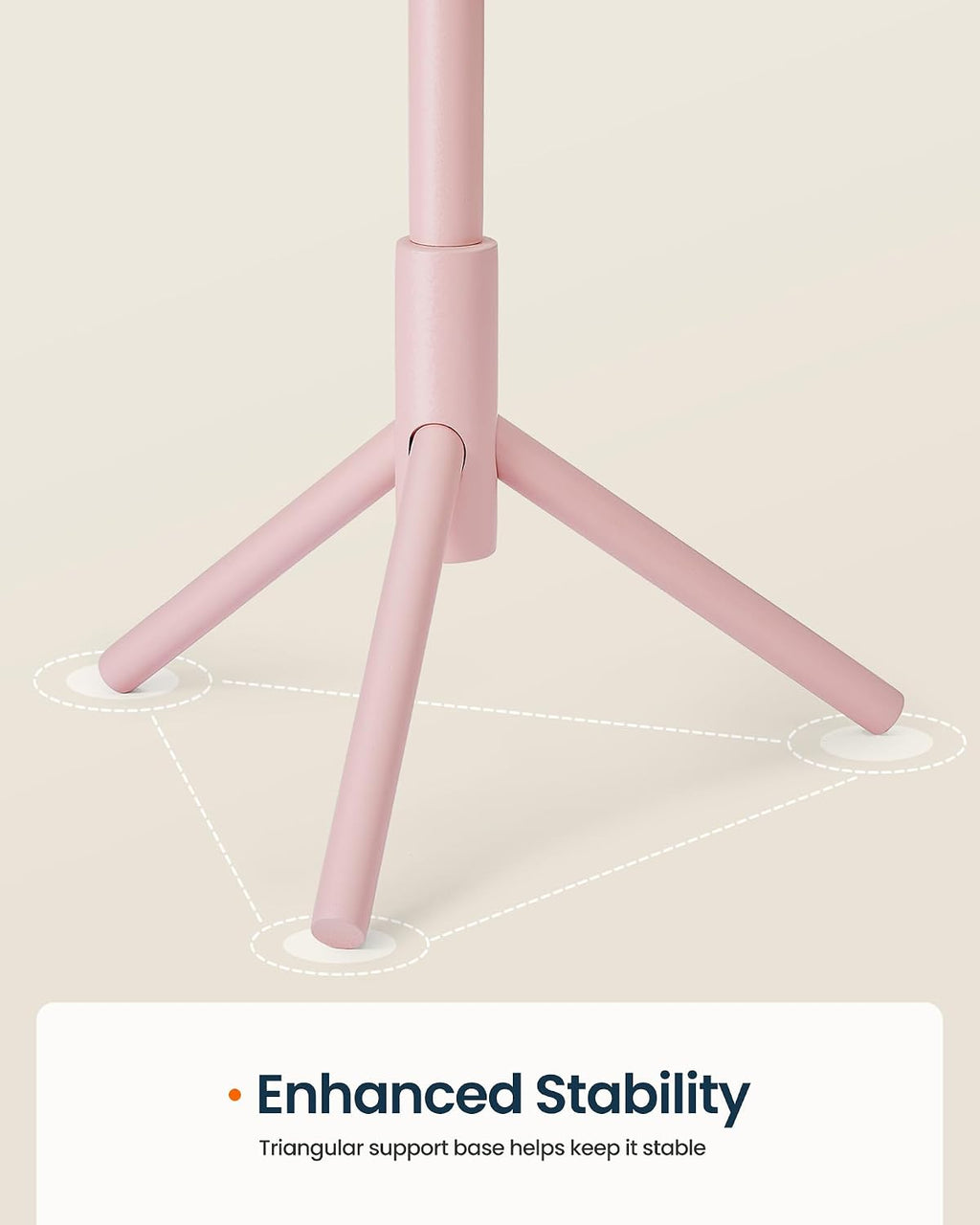 SONGMICS HOME Freestanding Coat Rack, Solid Wood, 8 Hooks, for Living Room, Bedroom, Home Office, 18.4 x 16.1 x 68.9 Inches, Pink