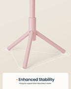 SONGMICS HOME Freestanding Coat Rack, Solid Wood, 8 Hooks, for Living Room, Bedroom, Home Office, 18.4 x 16.1 x 68.9 Inches, Pink