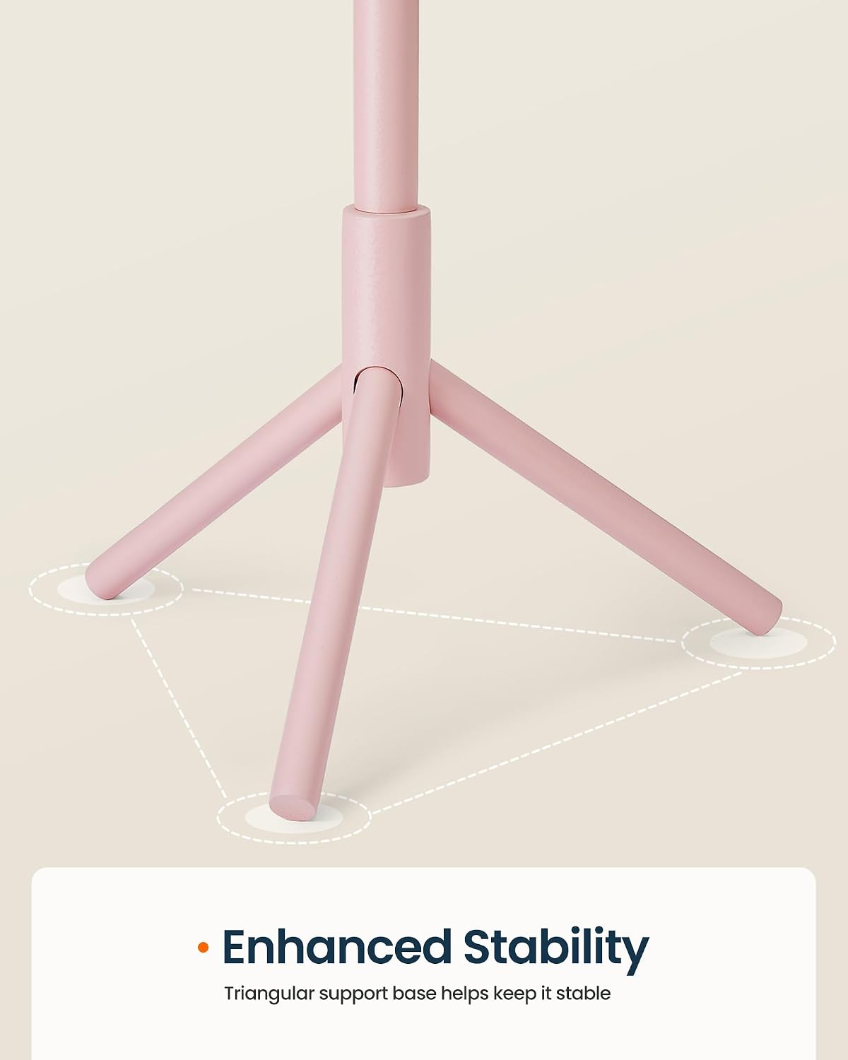 SONGMICS HOME Freestanding Coat Rack, Solid Wood, 8 Hooks, for Living Room, Bedroom, Home Office, 18.4 x 16.1 x 68.9 Inches, Pink