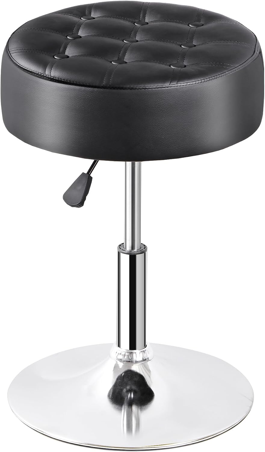 LEMY Adjustable Vanity Stool with 360° Swivel,Hydraulic Lift Round Makeup Chair Ottoman with Stable Base for Home Beauty Studio,Bedroom and Bathroom,Black