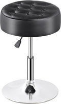 LEMY Adjustable Vanity Stool with 360° Swivel,Hydraulic Lift Round Makeup Chair Ottoman with Stable Base for Home Beauty Studio,Bedroom and Bathroom,Black