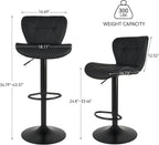 Nalupatio Modern Bar Stools Set of 2, Adjustable Faux Leather Upholstered Swivel Bar Stools, Counter Height Bar Chairs with Back for Kitchen Island, Black