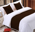Elegant Decor 800 Thread Count Egyptian Cotton Bed Runner Decorative Bed Scarf 1 Piece & 2 Piece Matching Cushion Cover Cal-King Size [White Solid] (Chocolate, King)