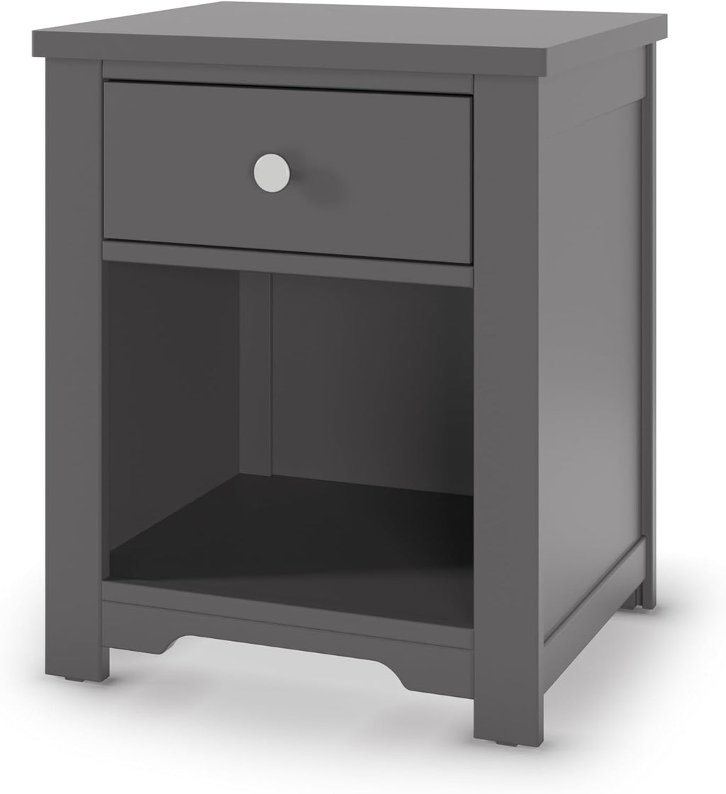 Child Craft Hampton Toddler Bed and Nightstand Bedroom Furniture Set, 2 Piece, Low to Ground Bed Design (Cool Gray)