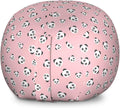 Lunarable Baby Pink Storage Toy Bag Chair, Panda Pattern Chinese Animal Portrait Nursery Cartoon Bear, Stuffed Animal Organizer Washable Bag, Large Size, Grey Charcoal