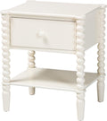Baxton Studio Rimona End Table with Bobbin Legs - 1-Drawer Accent Table with Spindle Turned Legs and Open Shelf, Cottage Farmhouse Style Side Table for Living Room