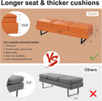 kinbor Waiting Room Bench for Salon - Modern Bench Waiting Room Chairs, Upholstered Lobby Chairs Reception Area Leather Bench Furniture with Metal Legs, 3 Seat